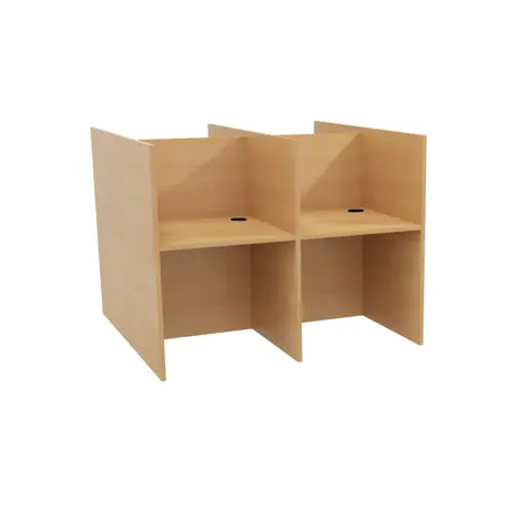 Student Study Booths - (Back to Back) - H1230 x W1575 x D1600mm - Four Person - Beech